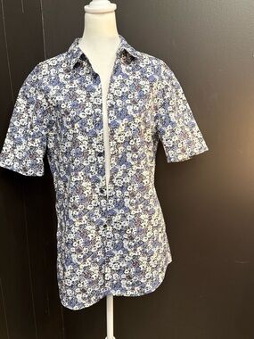 Men's Blue Floral Short-Sleeve Shirt